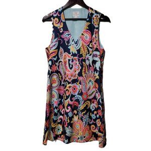 Julie Brown NYC Paisley Tunic Top Dress 6 Sleeveless Boho Bright Career Travel